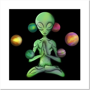 Spiritual Zen meditation Alien Posters and Art